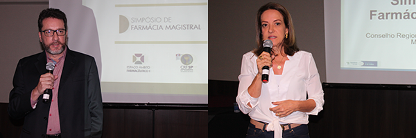 Dr. Marco Fiaschetti, coordenador do Comitê de Farmácia Magistral do CRF-SP e dra. Paula Renata Carazatto