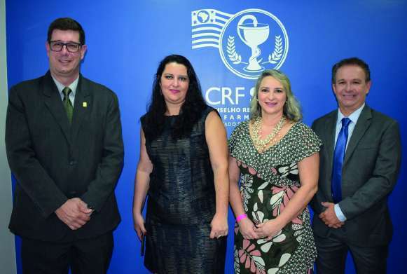 Diretoria do CRF-SP: Dr. Adriano Falvo, Dra. Danyelle Marini, Dra. Luciana Canetto e Dr. Marcelo Polacow