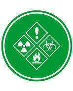 imagem ilustrativa com simbolos de alerta de resíduos ambientais